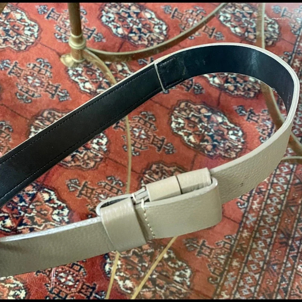 Chico's Blue Bead Faux‎ Leather Adjustable Length Belt Silver Buckle